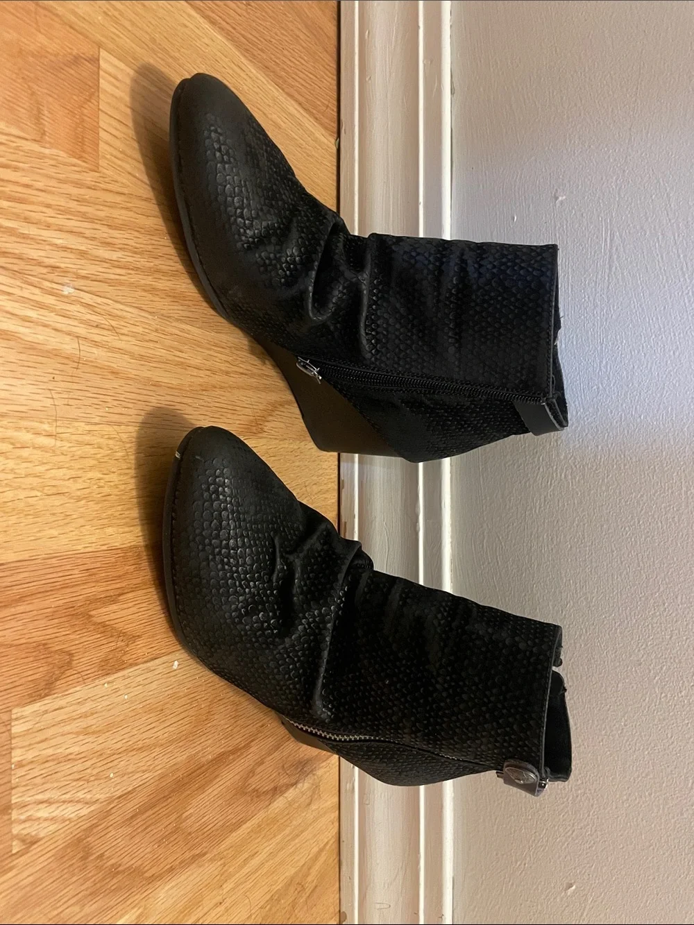 Blowfish Black Textured Ankle Booties with Side Zip